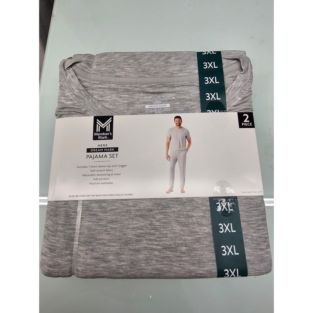 Members Mark Dream Mark Pajama Set Mens 3XL Gray 2 Piece Modal Stretch Joggers